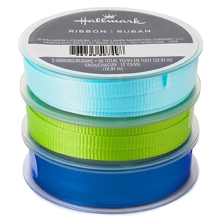 Hallmark Curly Ribbon 3-Pack, Blue Metallic/ Aqua/ Green