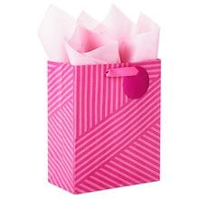 Hallmark Gift Bag With Tissue Paper, Green Stripes Medium