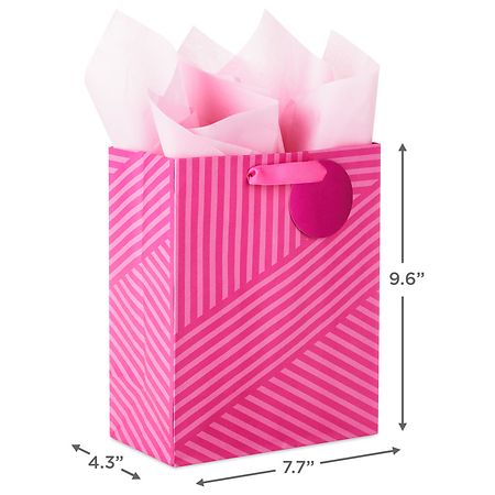 Gift Bag Large Pink & Silver Stripe - Bookstation