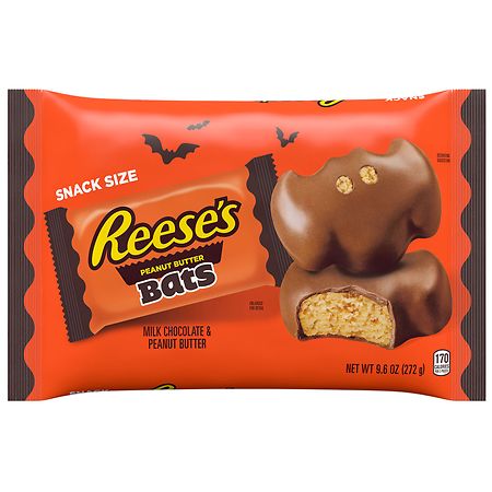 Reese's Milk Chocolate Peanut Butter Bats Snack Size Candy, Halloween - 9.6 oz