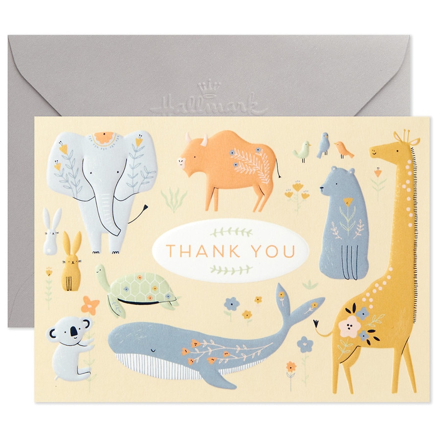 Hallmark Baby Shower Thank You Cards, Painted Animals for Baby Boy or Baby  Girl | Walgreens
