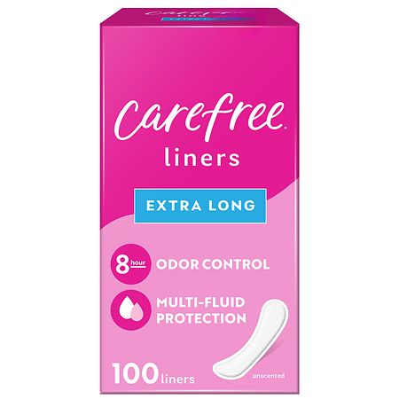 Carefree Extra Long Panty Liners, Unwrapped Unscented