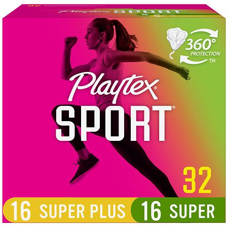 Playtex Sport Plastic Tampons, Multi-Pack, Super & Super Plus Absorbency Unscented, Super/ Super Plus Absorbency