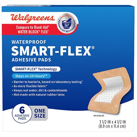 Walgreens Waterproof Smart-Flex Adhesive Pads 3-1/ 2 in x 4-1/ 2 in