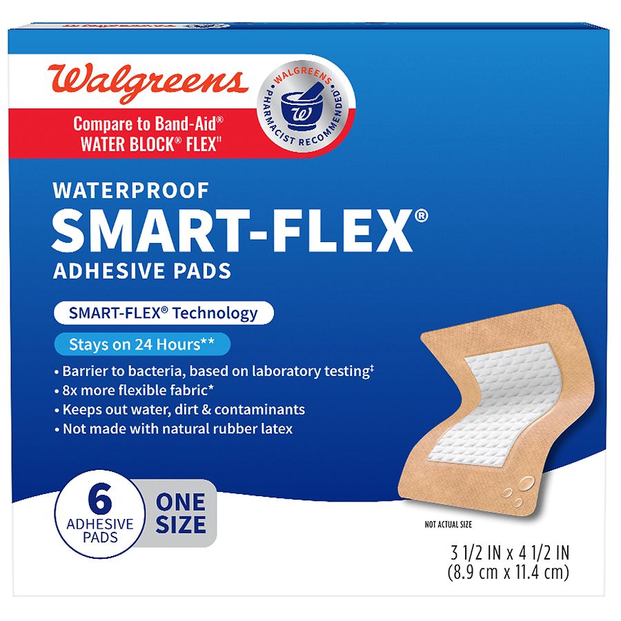 Walgreens Waterproof Smart-Flex Adhesive Pads 3-1/2 in x 4-1/2 in