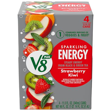 V8 Plus Sparkling Energy Drink Strawberry Kiwi