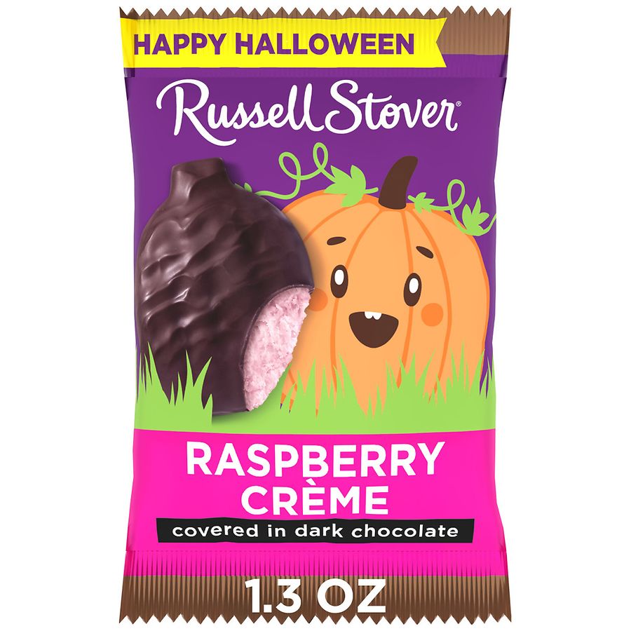 Russell Stover Halloween Candy Pumpkin Raspberry Creme Covered in Dark Chocolate