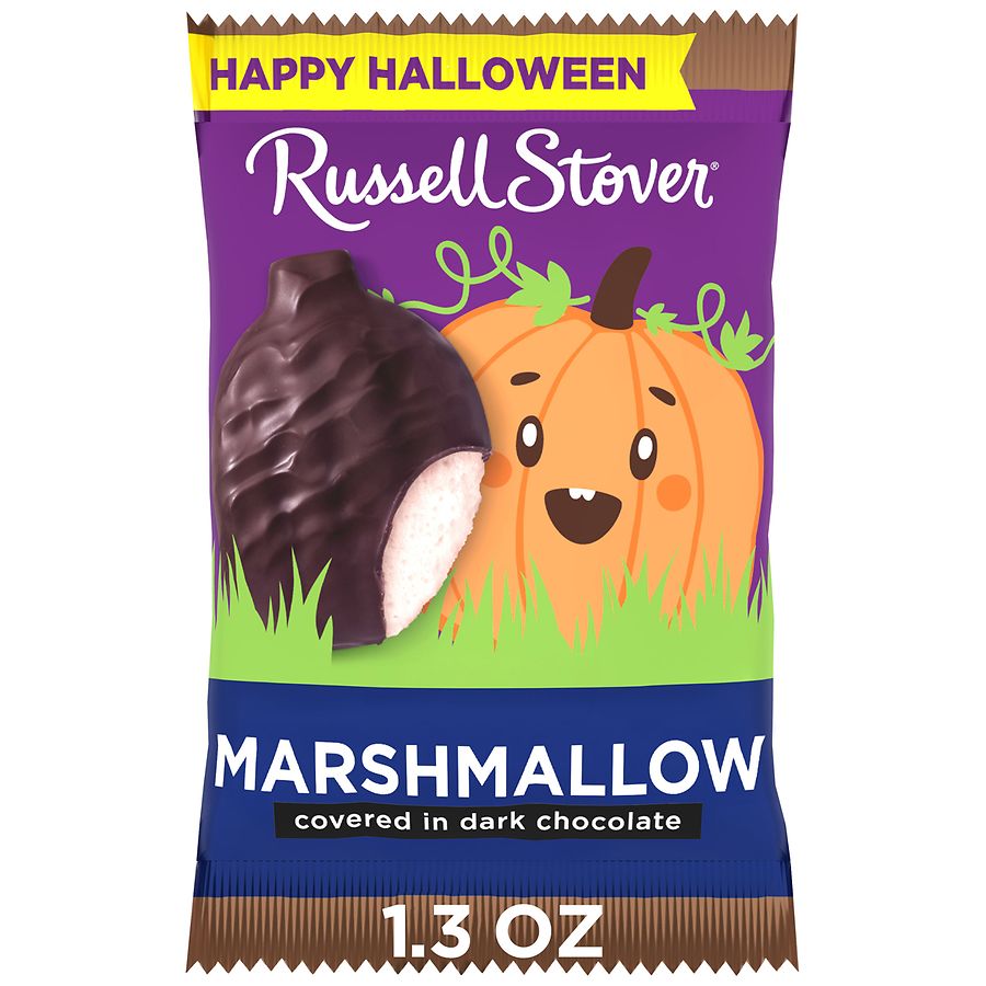 Russell Stover Halloween Candy Pumpkin Marshmallow Covered in Dark Chocolate