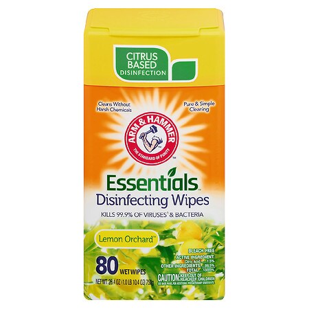 Arm & Hammer Essentials Disinfecting Wipes Lemon - 80ea