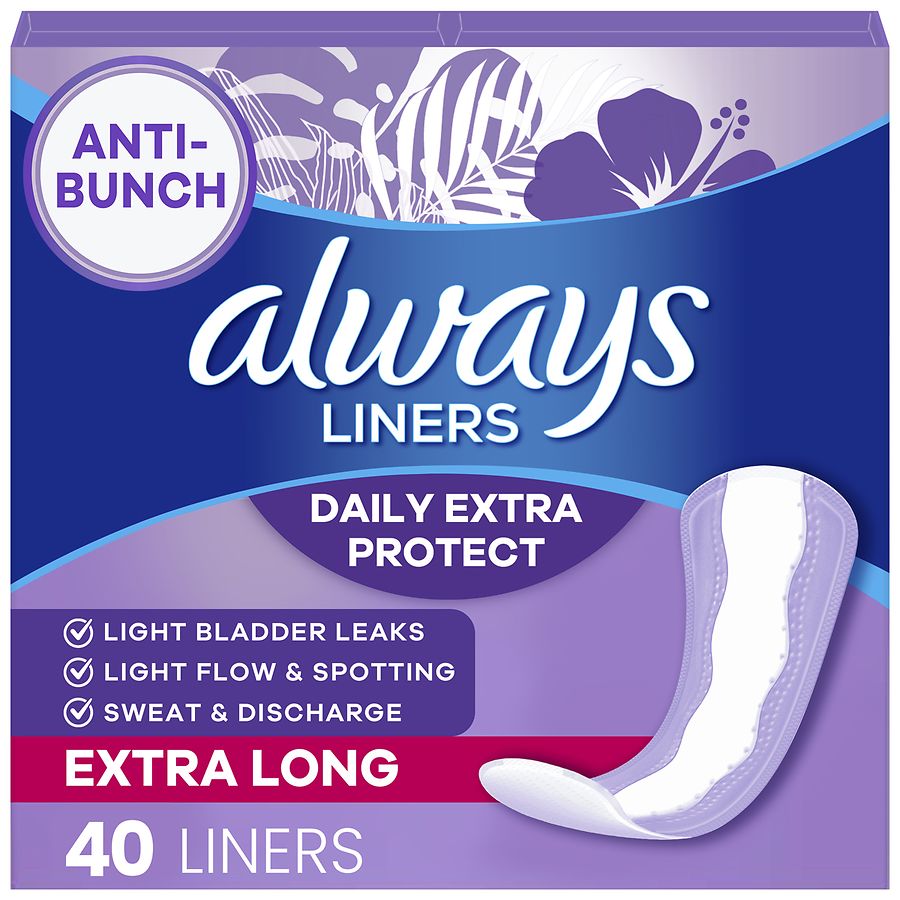Always AntiBunch Xtra Protection Daily Liners Unscented, Extra Long