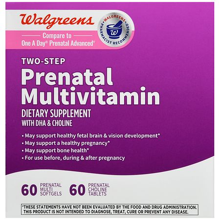 Walgreens Two-Step Prenatal Multivitamin with DHA & Choline Softgels &  Tablets