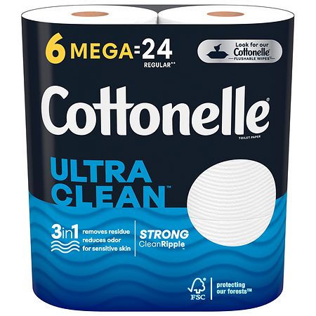 Cottonelle Ultra Clean Toilet Paper 6 Mega Rolls (6 Mega Rolls is 24 regular rolls)
