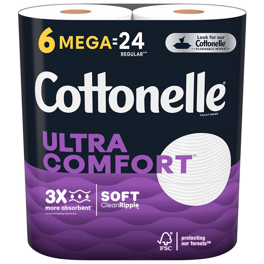 Cottonelle Toilet Paper, Strong Toilet Tissue 6 Mega Rolls (6 Mega Rolls is 24 regular rolls