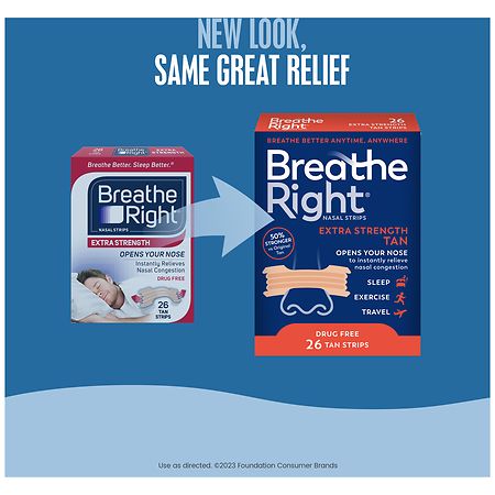 Breathe Right Nasal Strips, Extra Strength, Clear Nasal Strips, For  Sensitive Skin, Help Stop Snoring, Drug-Free Snoring Solution & Nasal  Congestion Relief Caused by Colds & Allergies, 26 Ct. 