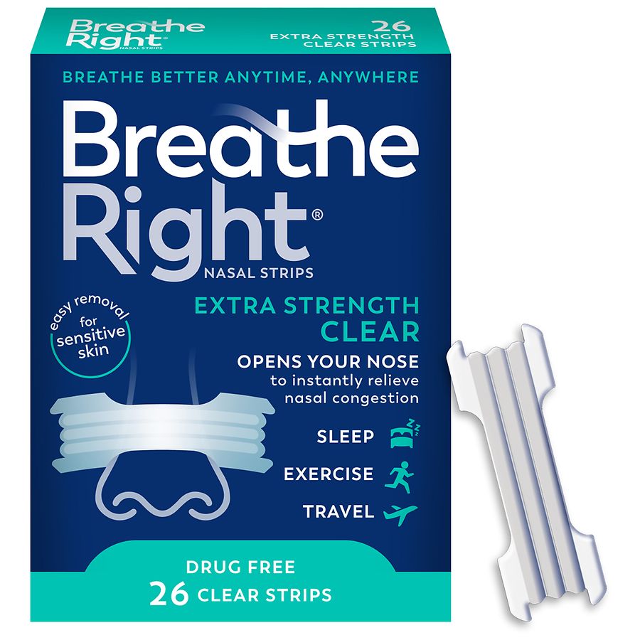 Breathe Right Extra Strength, for Sensitive Skin, Nasal Strips Clear Walgreens
