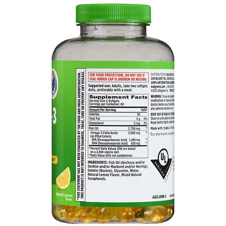 Walgreens Omega 3 From Fish Oil 2000 mg Softgels Natural Lemon