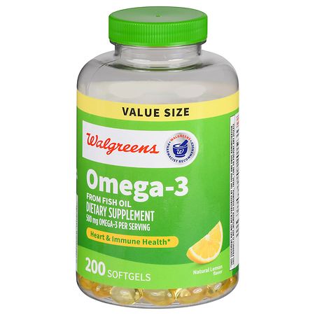 Walgreens Omega-3 500 mg From Fish Oil Softgels Natural Lemon