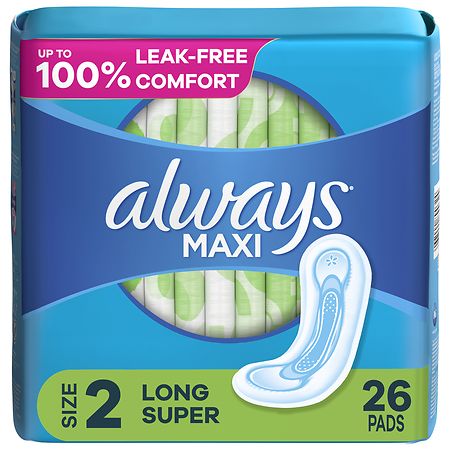 Always Pure Cotton Feminine Pads With WIngs, Size 4, Overnight Absorbency,  20 CT