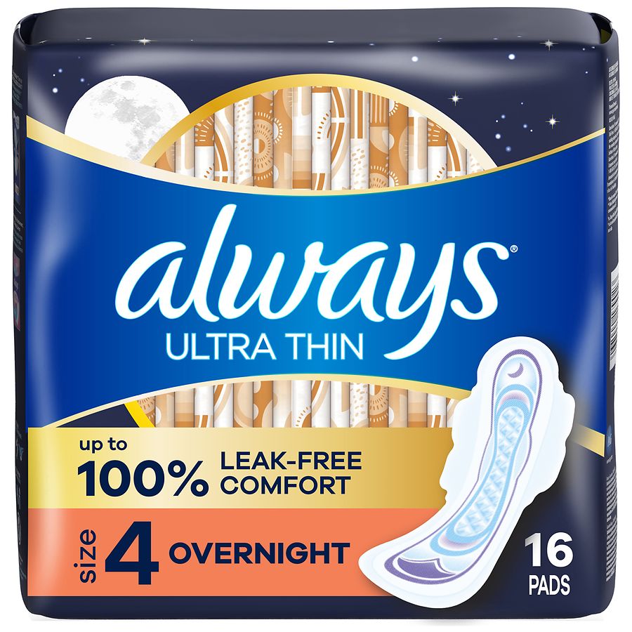 Always Ultra Thin Pads No Scent, Size 4, Overnight