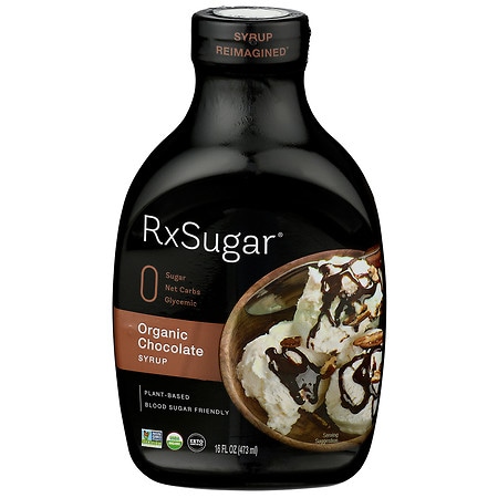RxSugar Organic Chocolate Syrup 16 fl oz Allulose USDA Organic  Non-GMO  Keto Certified
