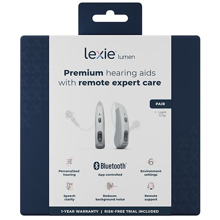 Lexie Hearing Lumen Self-fitting, Over-the-counter, Behind-the-ear, Digital Hearing Aids Light Gray