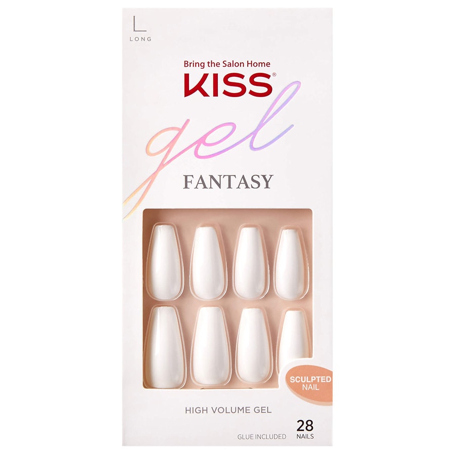 Kiss Gel Fantasy Sculpted Fake Nails - Attitude, White | Walgreens