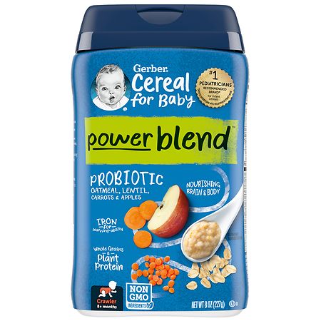 Gerber Power Blend Probiotic Cereal for Baby Oat Lentil Carrot Apple