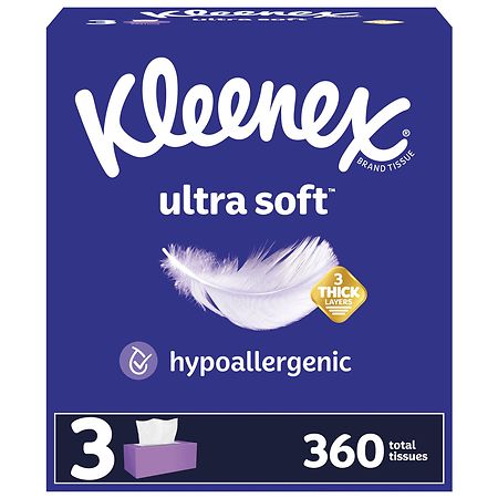 Appal Arrowhead eel Kleenex Ultra Soft Facial Tissue, Flat Boxes, 3-Ply | Walgreens