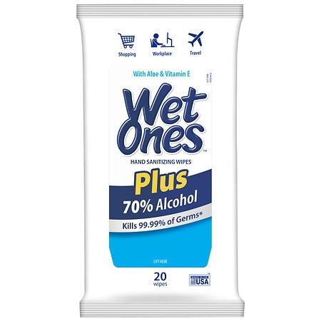 Wet Ones Plus 70% Alcohol Hand Sanitizing Wipes
