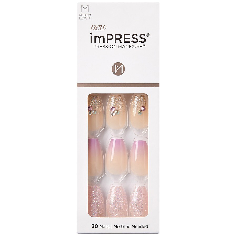 Kiss imPRESS imPRESS Medium Length Press-On Manicure Fake Nails, Purple |  Walgreens