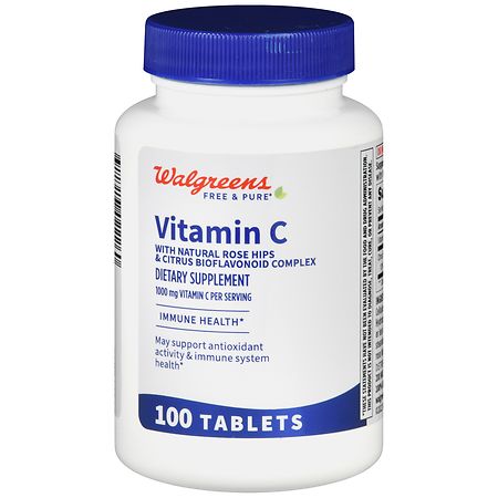 Walgreens Free & Pure Vitamin C with Natural Rose Hips & Citris Bioflavonoid Complex Tablets