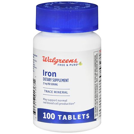 Walgreens Free & Pure Iron 27 mg Tablets