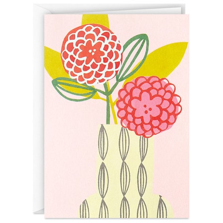 Hallmark Blank Note Cards, Mod Zinnias on Pink