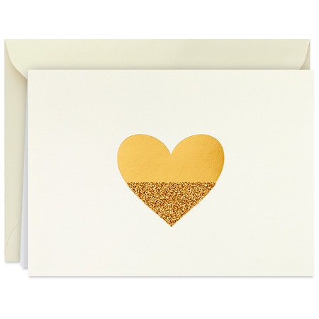 Hallmark Blank Note Cards (Gold Heart on Cream)