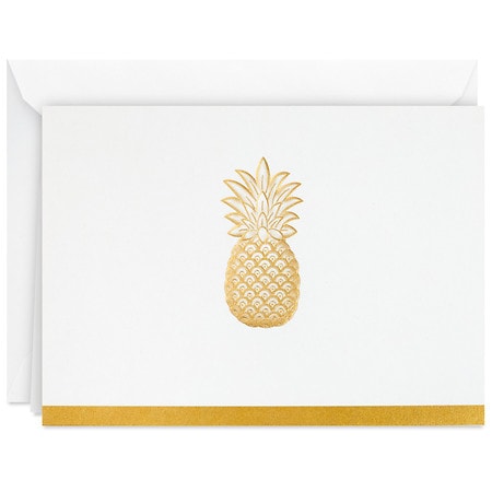 Hallmark Blank Note Cards (Embossed Gold Pineapple)