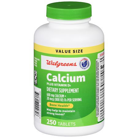 Walgreens Calcium 600 mg Plus Vitamin D3 20 mcg Tablets