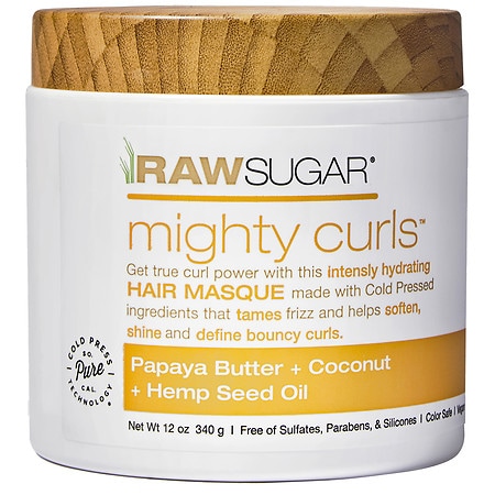 Raw Sugar Mighty Curls Hair Masque Papaya Butter + Coconut + Hemp Seed Oil