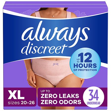 Always Discreet Adult Incontinence Underwear for Women and Postpartum XL