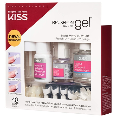 Kiss Brush-On Gel Nail Kit, French & Natural Tips - 48 Count | Make Up |  Superdrug