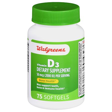 Walgreens Vitamin D3 50 mcg (2000 IU) Softgels