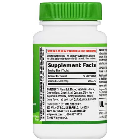 Walgreens Quick Dissolve Vitamin B12 5000 mcg Tablets (90 days) Natural  Cherry