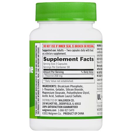 Walgreens L-Theanine 200 mg Capsules (60 days)