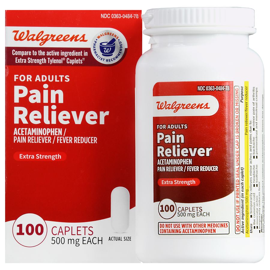 Walgreens Extra Strength Acetaminophen Caplets, 500 mg 100.0ea | Walgreens