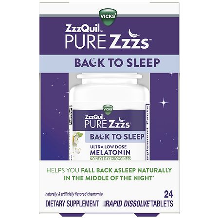 PURE Zzzs Back to Sleep Rapid Dissolve Tablets, Low Dose Melatonin