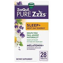 PURE Zzzs Sleep+ Next Day Energy Melatonin and Extended Release B ...