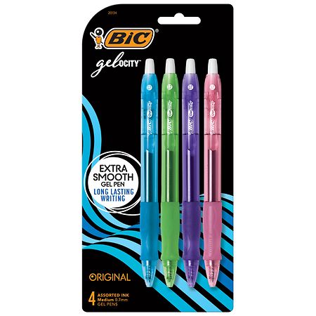 Bic Velocity Gel Retractable Pen, Assorted - 4 pack