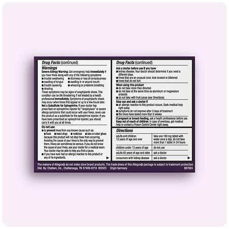 Allegra Adult Hives 180mg 24Hr Tablets