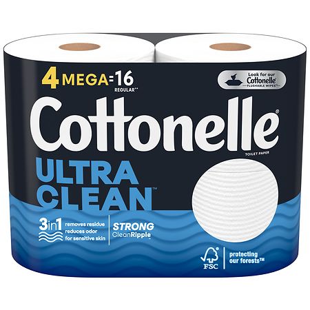 Cottonelle Ultra Clean Toilet Paper, Strong Toilet Tissue Mega Rolls