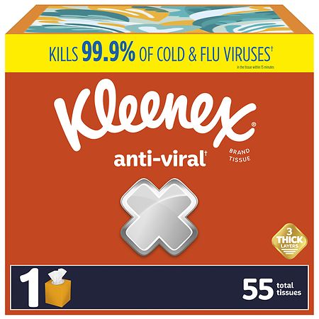Kleenex Anti-Viral Facial Tissues, 3-Ply 55 Tissues per Box