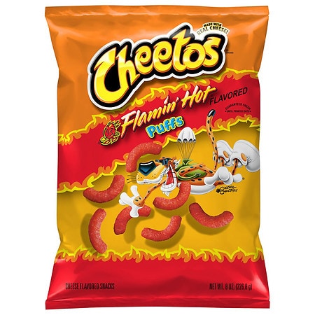 Cheetos Cheese Flavored Snacks, Flamin' Hot Flavored, Puffs - 8 oz